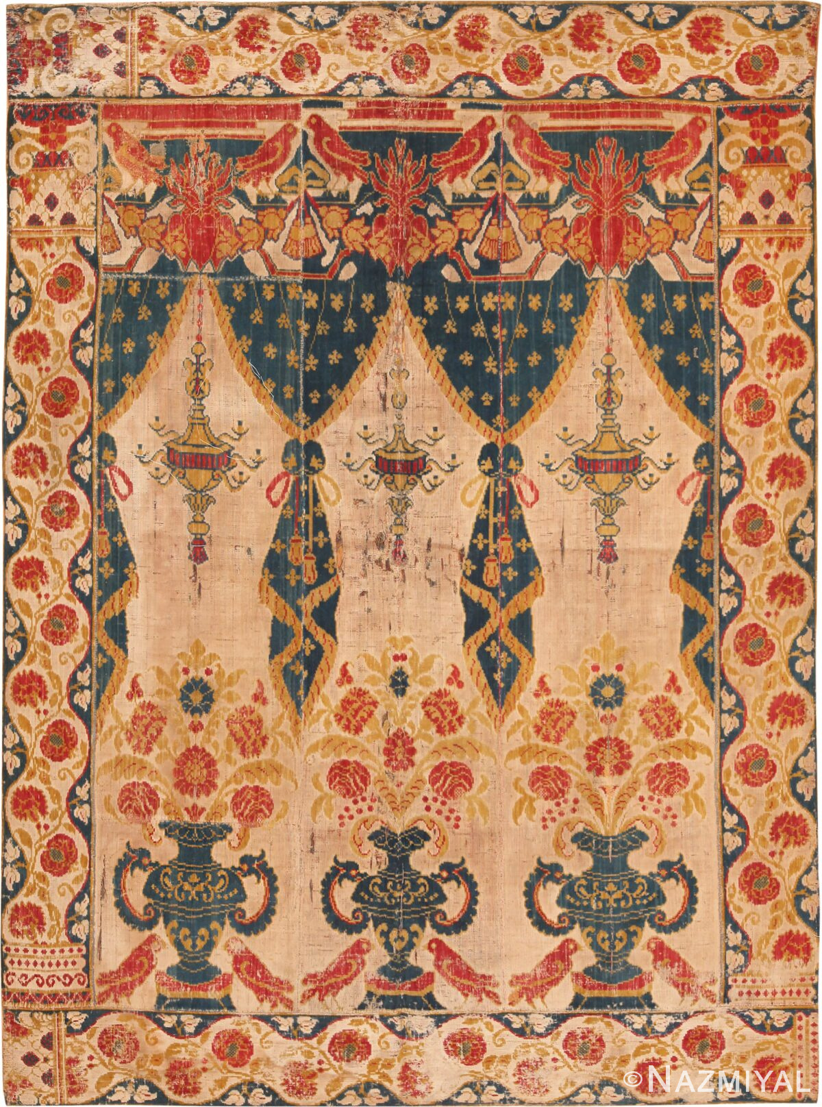 18th Century Antique Velvet Wall Hanging Dutch Textile 70854 by Nazmiyal NYC