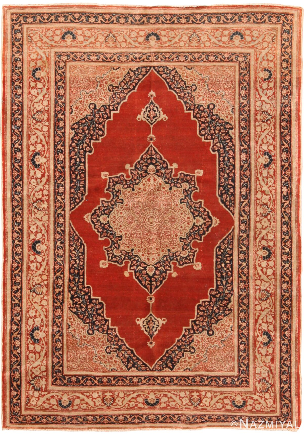 Antique Persian Tabriz Haji Jalili Rug 70816 by Nazmiyal NYC