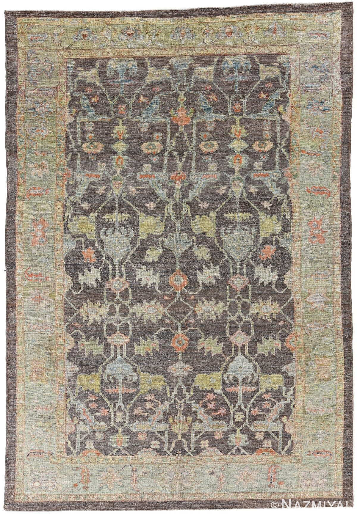 Brown Modern Turkish Oushak Rug 60519 by Nazmiyal NYC