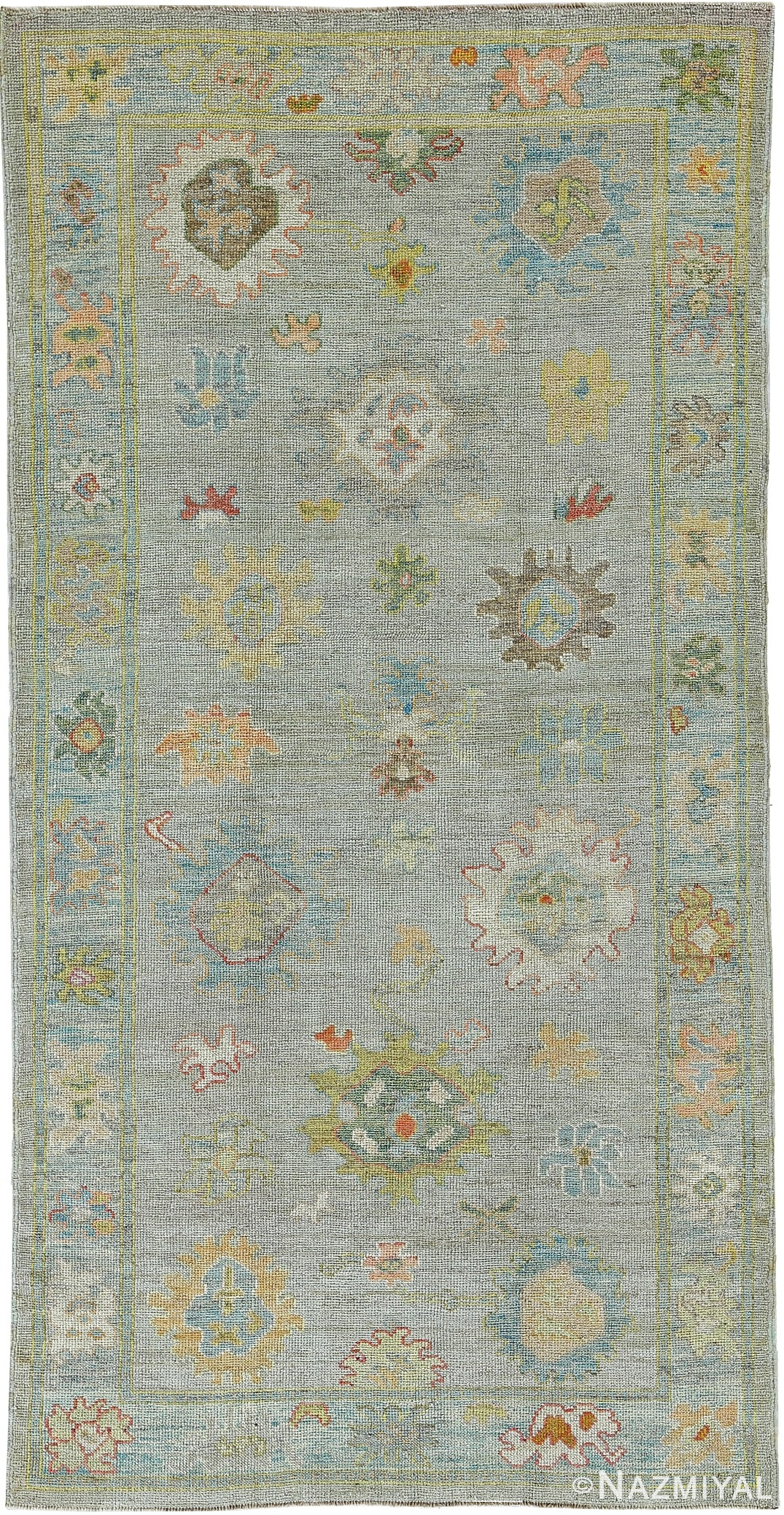 Green Modern Turkish Oushak Rug 60514 by Nazmiyal NYC