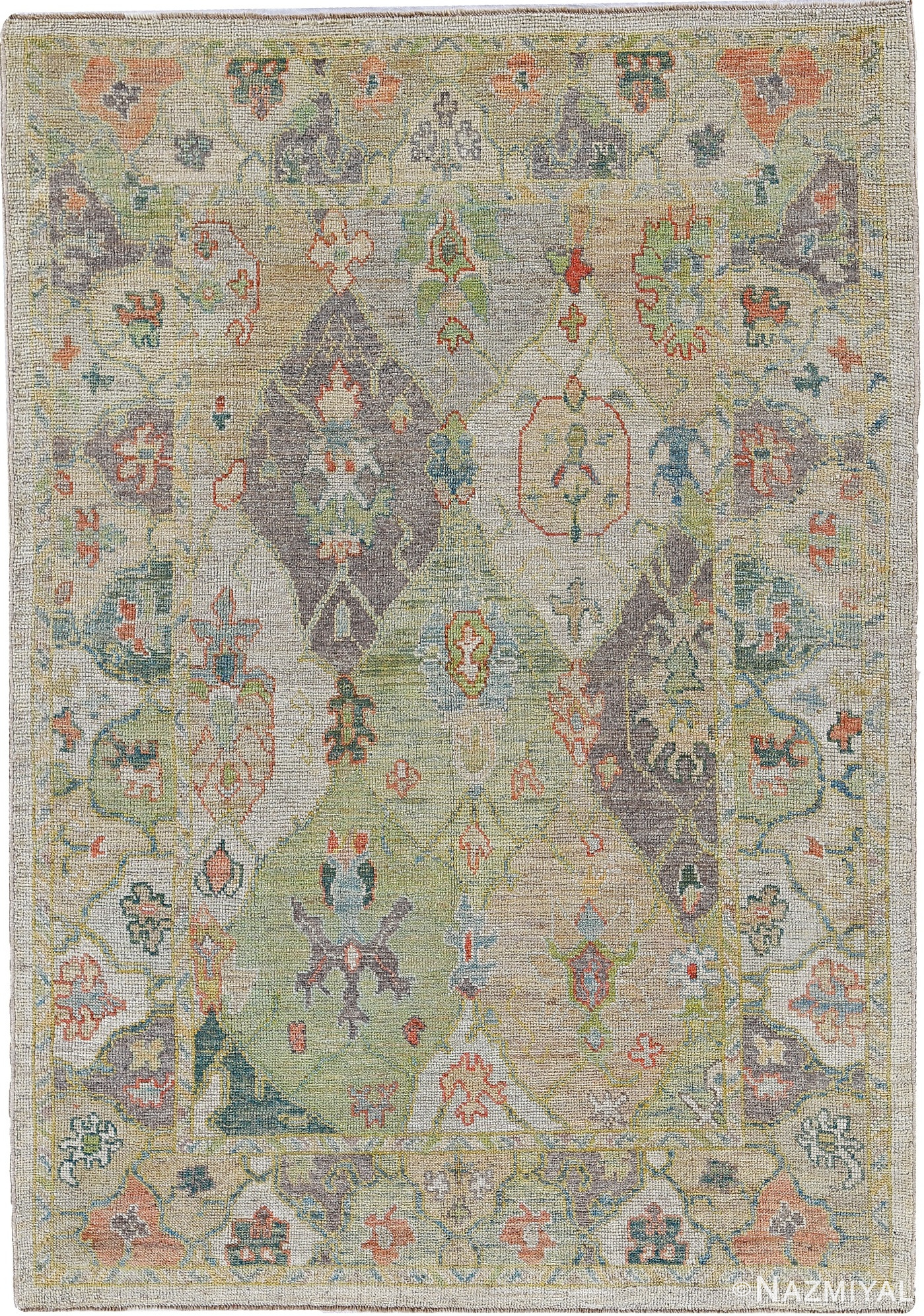 Green Modern Turkish Oushak Rug 60516 by Nazmiyal NYC
