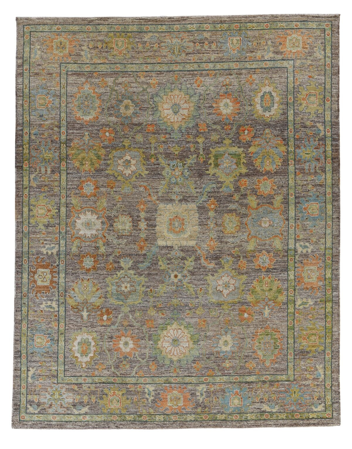 Grey Flower Modern Turkish Oushak Rug 60520 by Nazmiyal NYC
