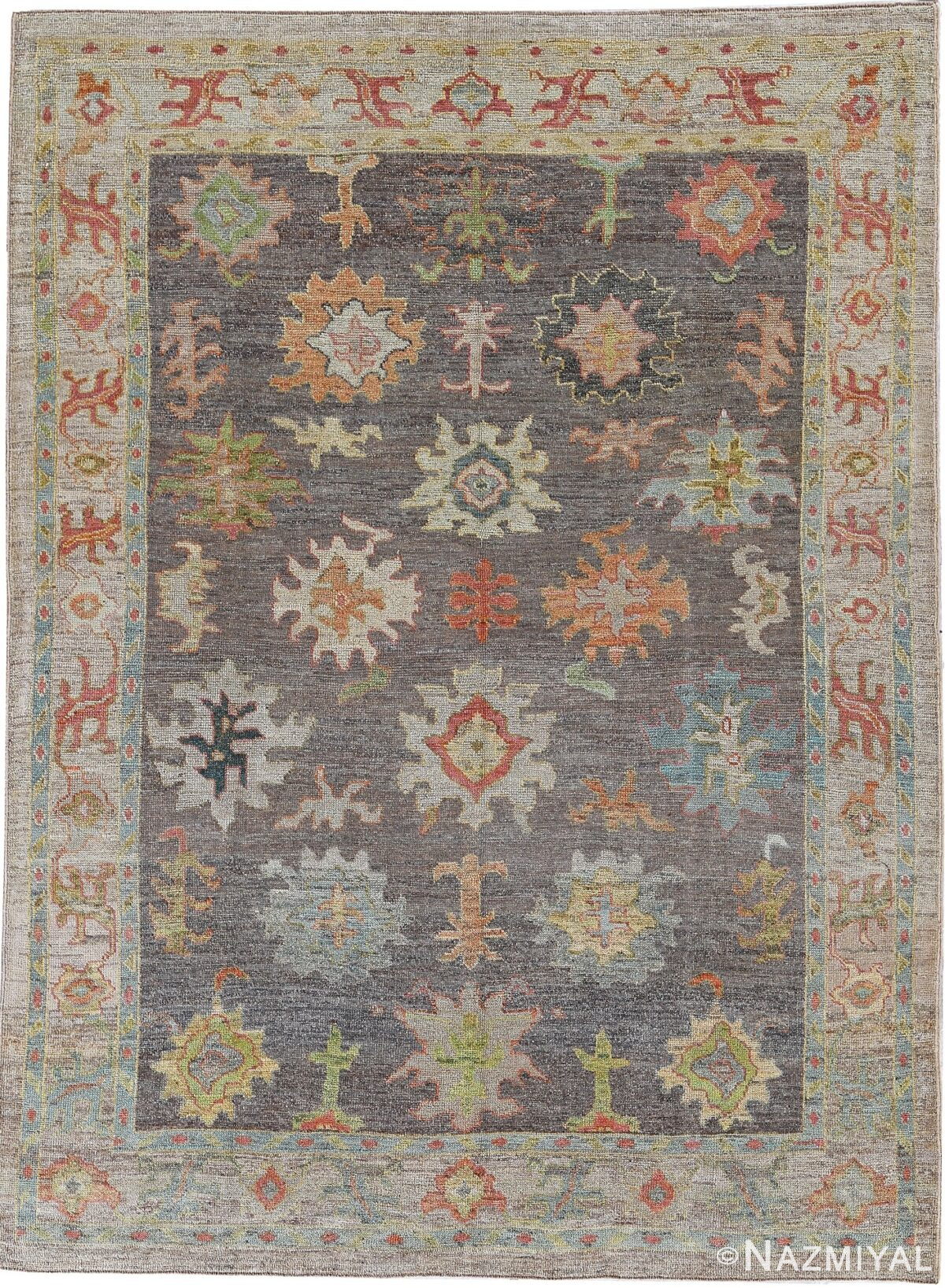 Grey Modern Turkish Oushak Rug 60517 by Nazmiyal NYC