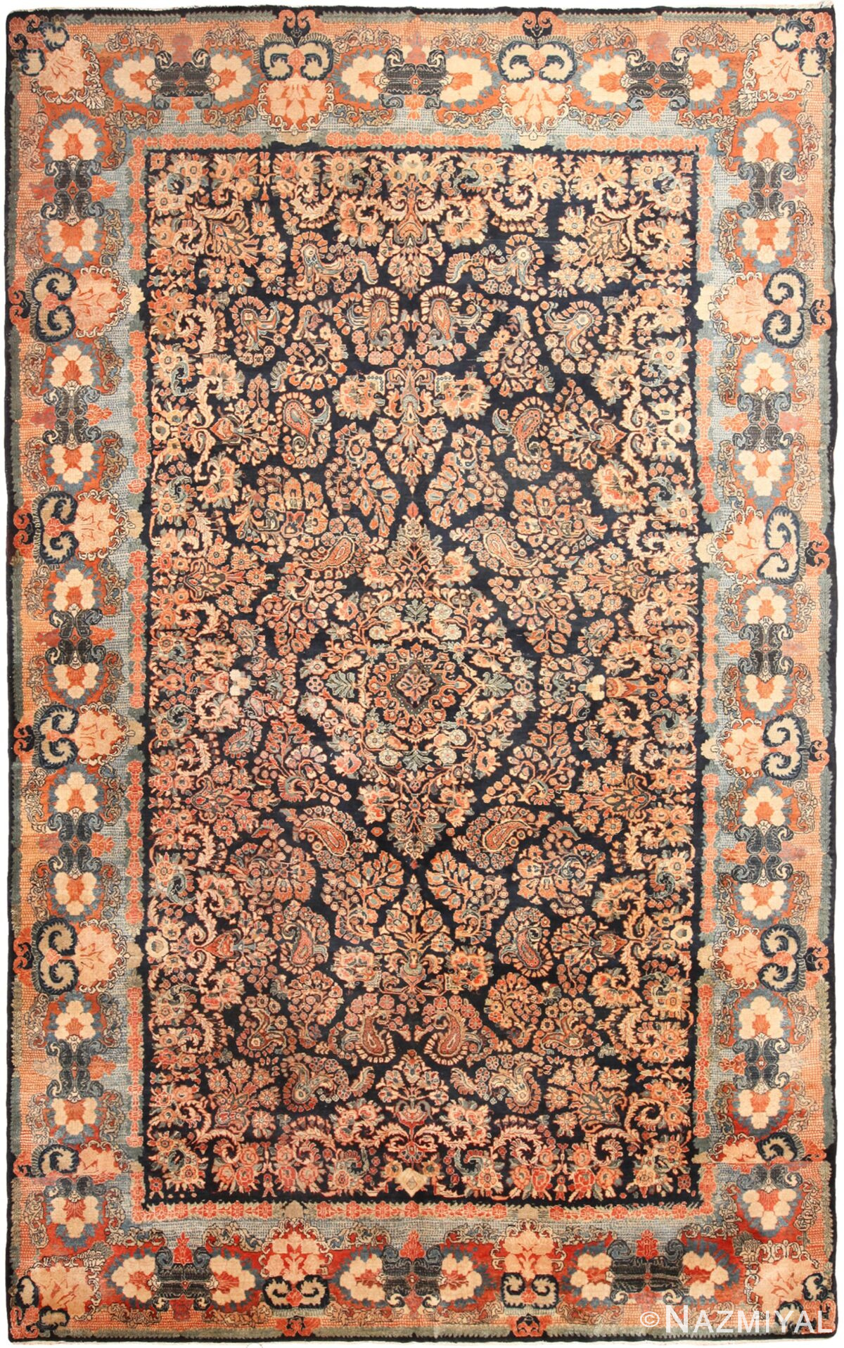 Large Floral Antique Persian Sarouk Rug 70814 by Nazmiyal NYC