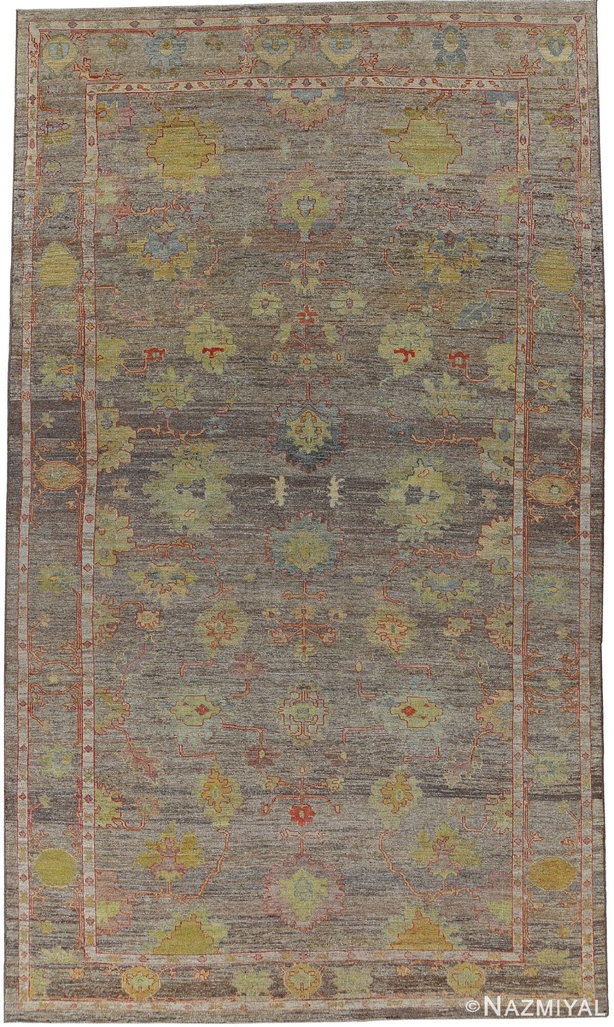 Brown Modern Turkish Oushak Rug 60524 by Nazmiyal NYC