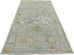 Whole View Of Green Modern Turkish Oushak Rug 60514 by Nazmiyal NYC