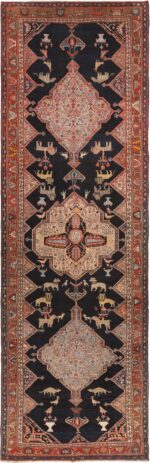 Animal Design Fine Gallery Size Antique Persian Senneh Rug 70795 by Nazmiyal Antique Rugs