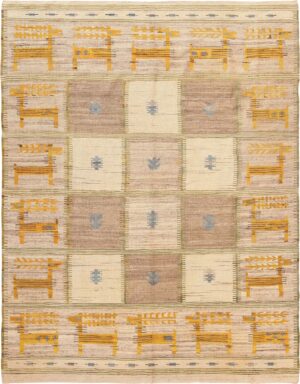 Animal Design Vintage Scandinavian Swedish Kilim Rug 70885 by Nazmiyal Antique Rugs