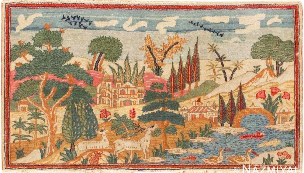 Antique Persian Pictorial Kashan Rug #46406 Antique Persian Pictorial Kashan Rug #46406 by Nazmiyal Antique Rugs