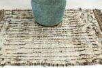 Border Of Ivory And Blue Modern Distressed Rug 60685 by Nazmiyal Antique Rugs