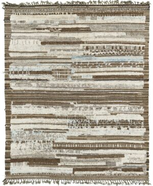Brown And Blue Modern Distressed Rug 60686 by Nazmiyal Antique Rugs