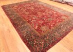 Corner View Of Antique Persian Animal Design Tabriz Area Rug 70868 by Nazmiyal Antique Rugs