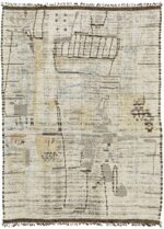 Cream Modern Distressed Rug 60681 by Nazmiyal Antique Rugs