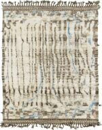 Ivory And Blue Modern Distressed Rug 60685 by Nazmiyal Antique Rugs
