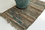Side View Of Brown Blue Modern Distressed Rug 60684 by Nazmiyal Antique Rugs