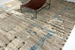 Side View Of Taupe And Blue Modern Distressed Rug 60687 by Nazmiyal Antique Rugs