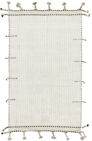 Solid Ivory Modern Boho Chic Rug 60677 by Nazmiyal Antique Rugs