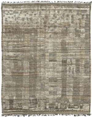 Taupe And Brown Modern Distressed Rug 60688 by Nazmiyal Antique Rugs