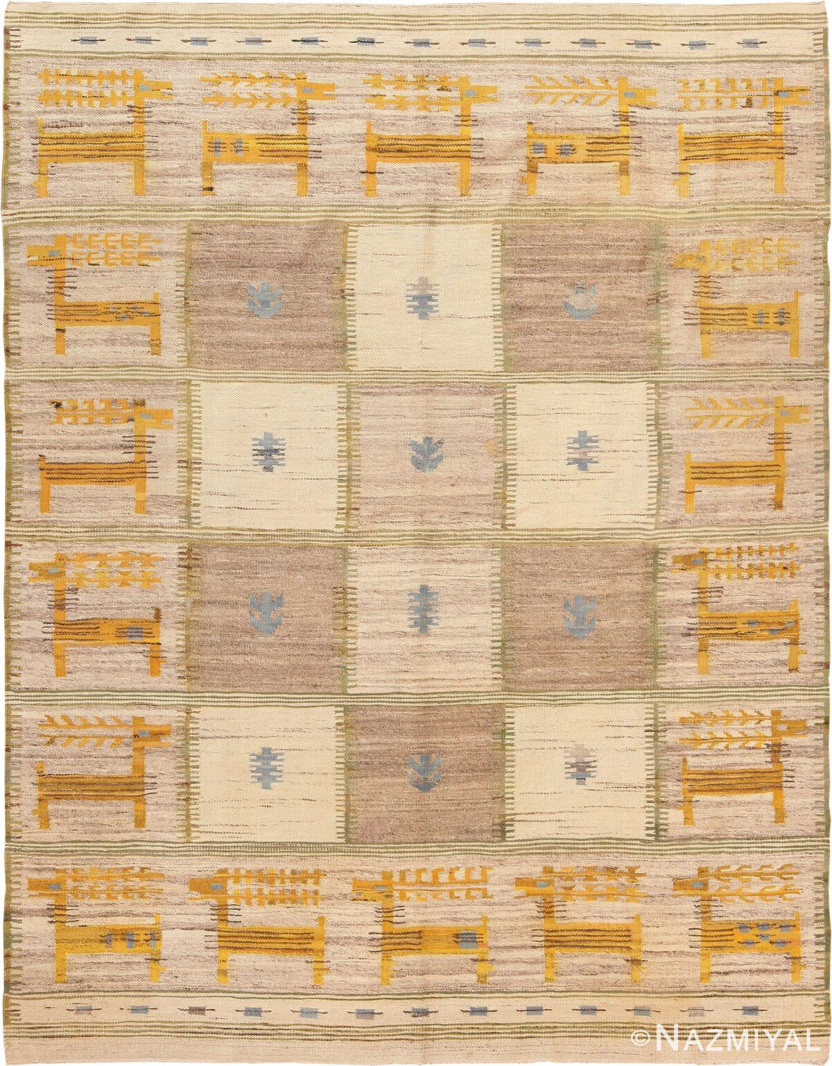 Animal Design Vintage Scandinavian Swedish Kilim Rug 70885 by Nazmiyal Antique Rugs