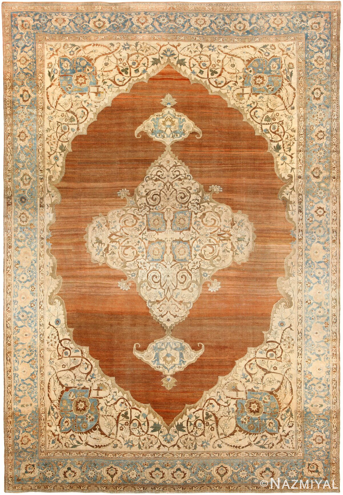 Beautiful and Rare Large Cotton Antique Tabriz Persian Rug 48815 Nazmiyal Antique Rugs