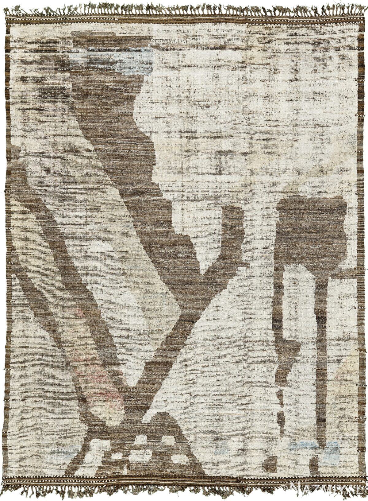 Brown Tones Modern Distressed Rug 60682 by Nazmiyal Antique Rugs