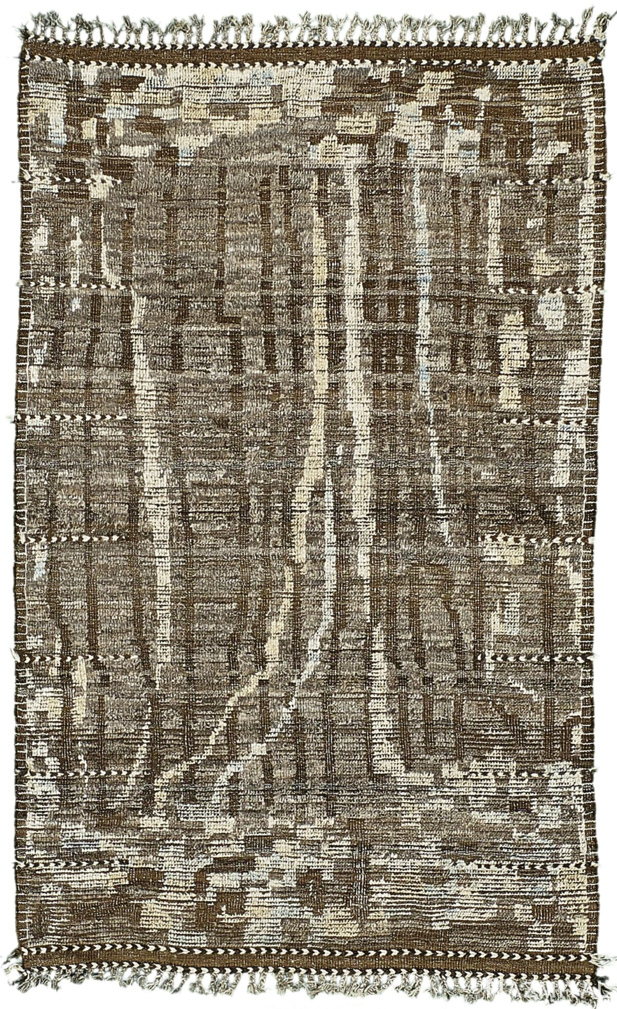 Charcoal Brown Modern Distressed Rug 60699 by Nazmiyal Antique Rugs