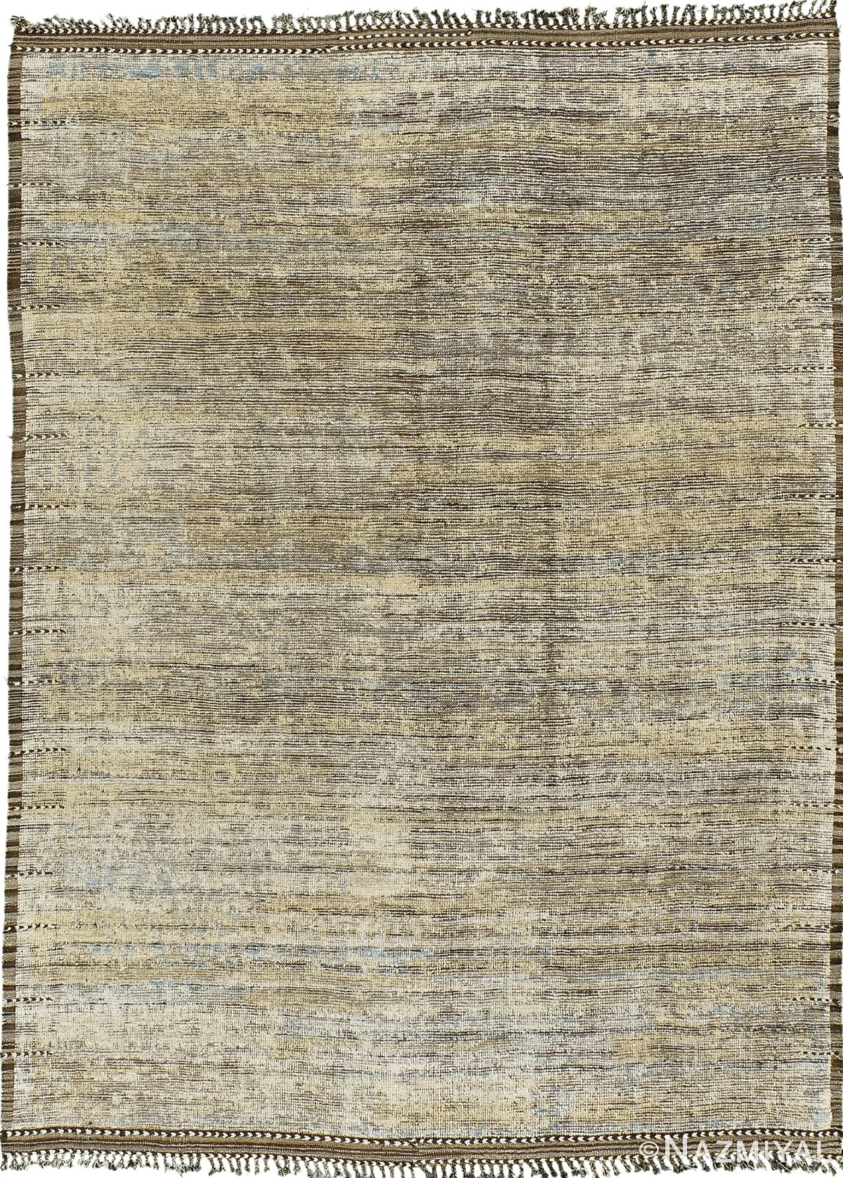 Earth Tones Modern Distressed Rug 60695 by Nazmiyal Antique Rugs