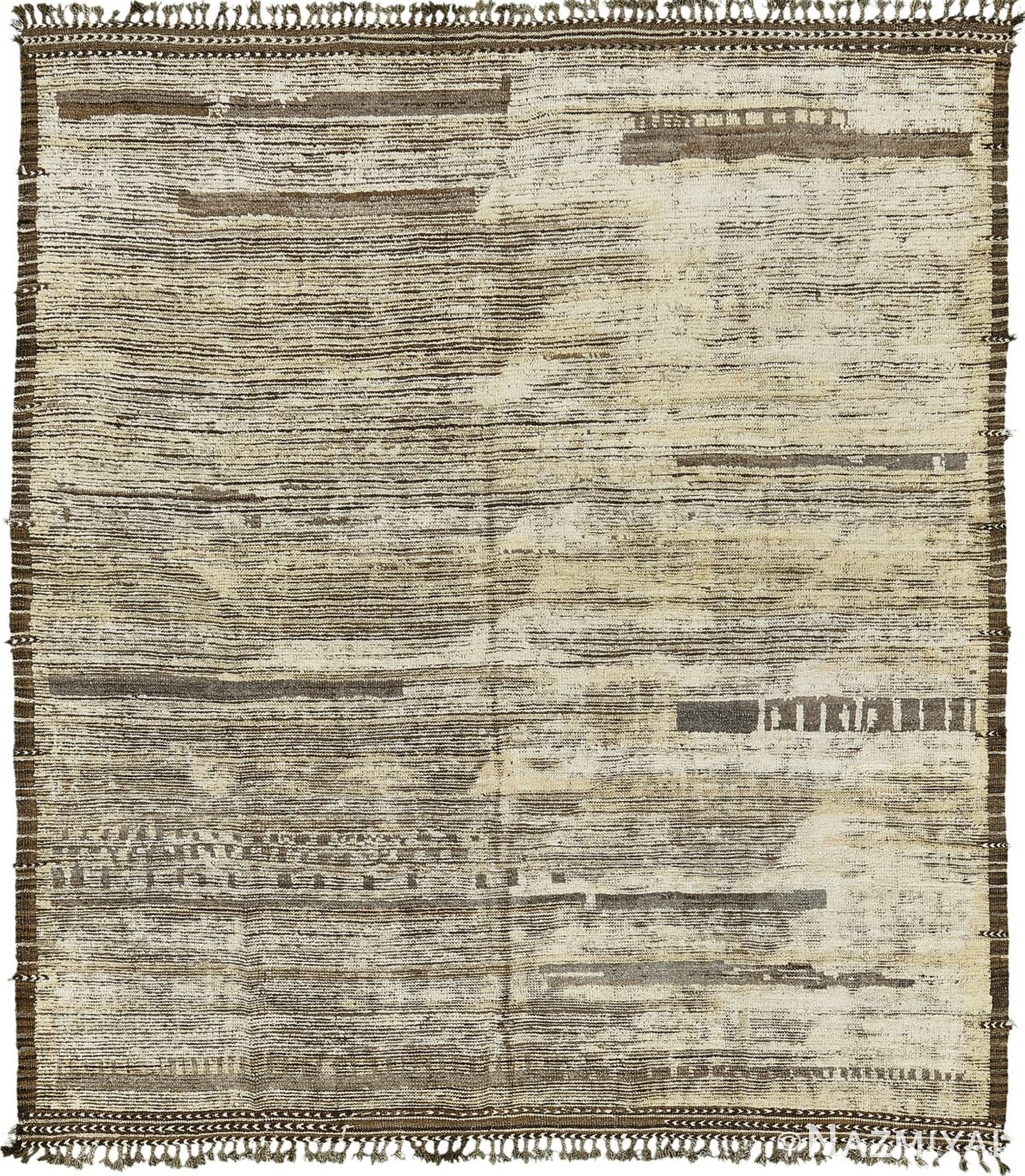 Earthy Tones Modern Distressed Rug 60678 by Nazmiyal Antique Rugs