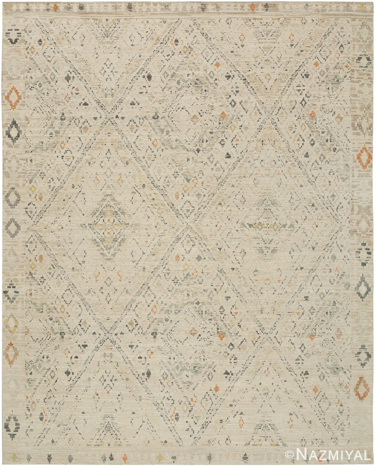 Geometric Beige Modern Boutique Rug 60730 by Nazmiyal Antique Rugs