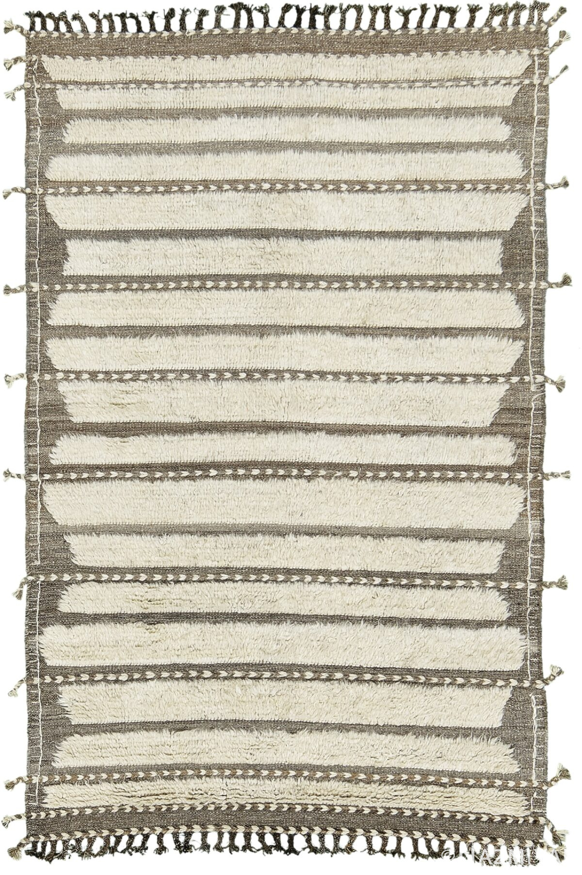 Ivory Gray Modern Boho Chic Rug 60675 by Nazmiyal Antique Rugs