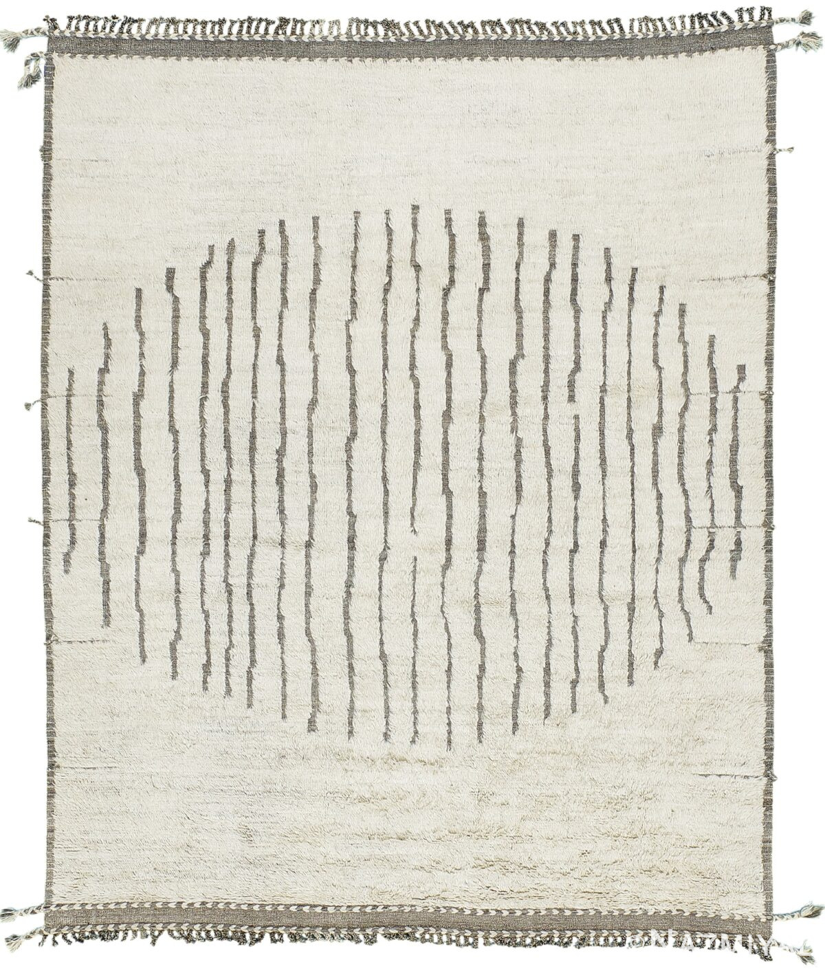 Ivory Minimalist Design Modern Boho Chic Rug 60710 by Nazmiyal Antique Rugs