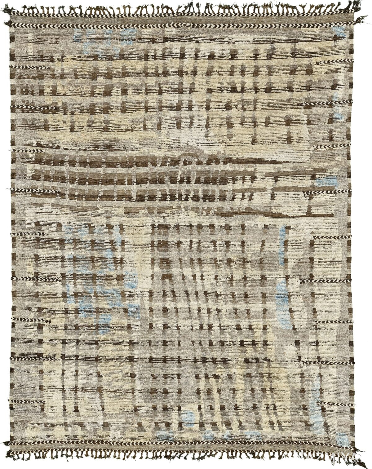 Nature Tones Textured Modern Distressed Rug 60714 by Nazmiyal Antique Rugs