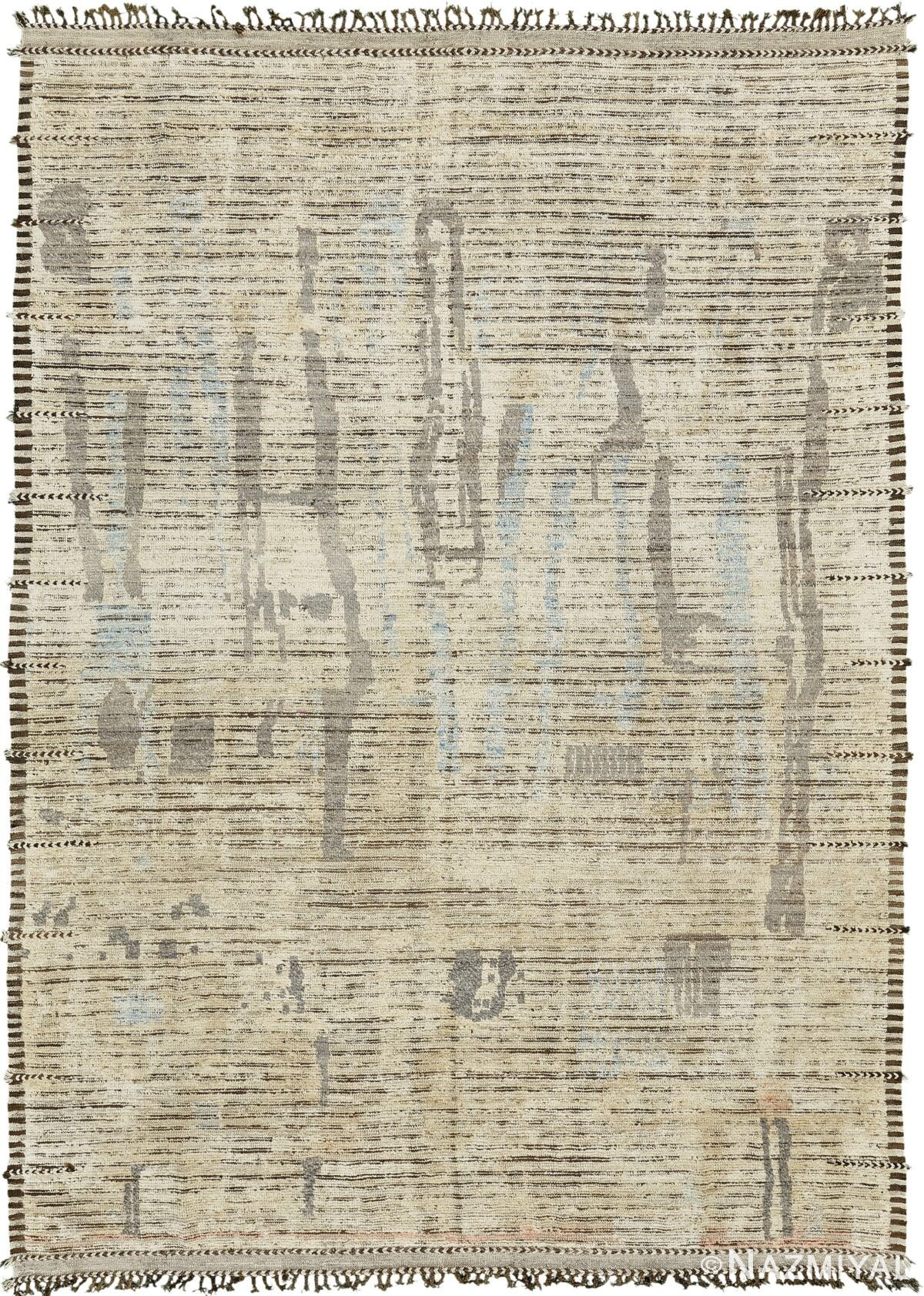 Primitive Design Modern Distressed Area Rug 60668 by Nazmiyal Antique Rugs