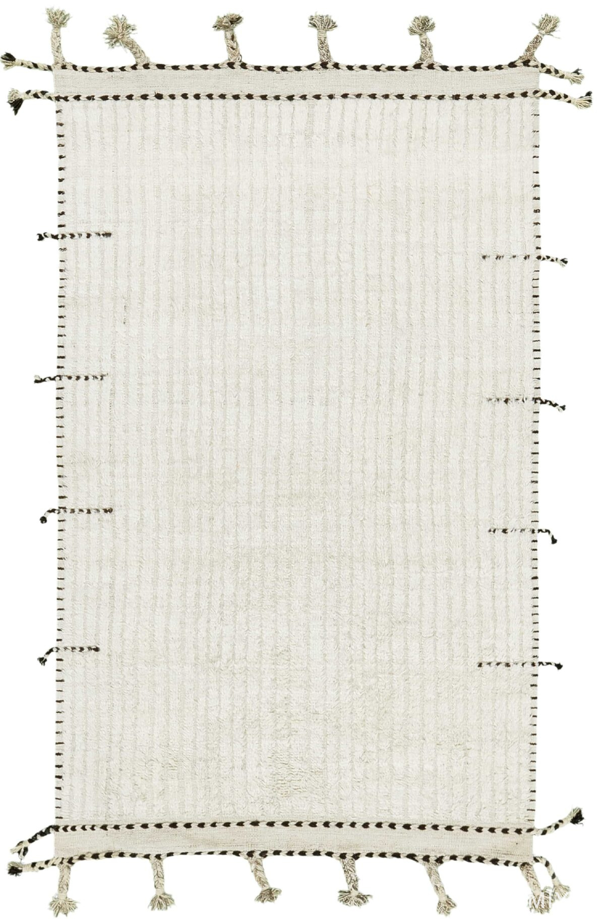 Solid Ivory Modern Boho Chic Rug 60677 by Nazmiyal Antique Rugs