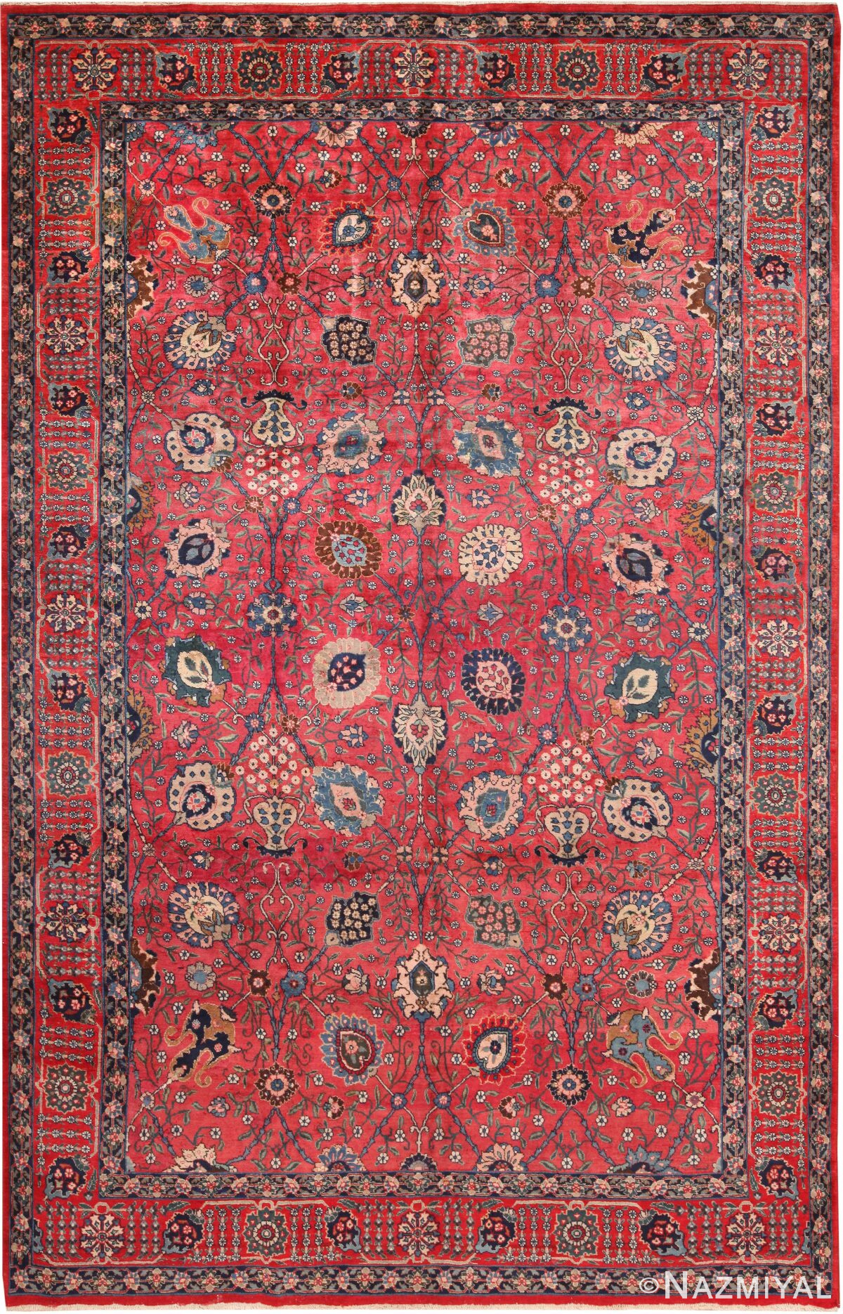 Vase Design Vintage Persian Tabriz Rug 70933 by Nazmiyal Antique Rugs