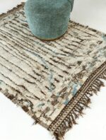 Whole View Of Ivory And Blue Modern Distressed Rug 60685 by Nazmiyal Antique Rugs