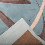 Weave Of Blue And Brown Abstract Mid Century Modern Rug 60747 by Nazmiyal Antique Rugs