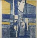 Blue Yellow Geometric Mid Century Modern Rug 60757 by Nazmiyal Antique Rugs