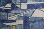Close Up Of Blue Yellow Geometric Mid Century Modern Rug 60757 by Nazmiyal Antique Rugs
