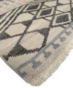 Corner Of Beige Charcoal Geometric Modern Boutique Area Rug 60741 by Nazmiyal Antique Rugs
