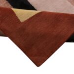 Corner Of Geometric Brown Background Mid Century Modern Rug 60748 by Nazmiyal Antique Rugs