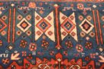 Detail Of Blue Background Antique Persian Heriz Rug 70934 by Nazmiyal Antique Rugs