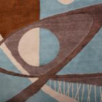 Detail Blue And Brown Abstract Mid Century Modern Rug 60747 by Nazmiyal Antique Rugs