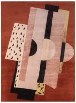 Geometric Brown Background Mid Century Modern Rug 60748 by Nazmiyal Antique Rugs