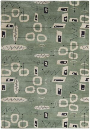 Green Mid Century Inspired Modern Area Rug 60769 by Nazmiyal Antique Rugs