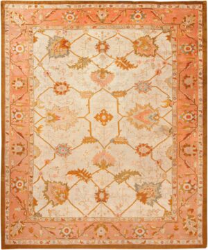 Ivory Arts And Crafts Antique Turkish Oushak Rug 70878 by Nazmiyal Antique Rugs