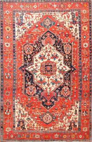 Large Antique Persian Heriz Serapi Area Rug 70931 by Nazmiyal Antique Rugs