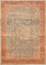 Light Blue Background Antique Sultanabad Rug 70944 by Nazmiyal Antique Rugs