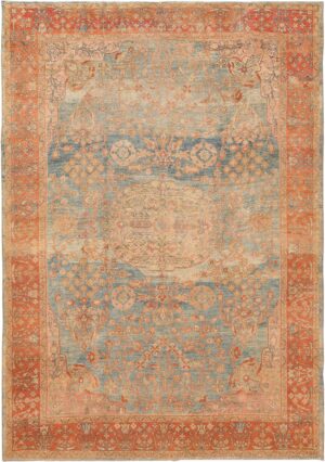 Light Blue Background Antique Sultanabad Rug 70944 by Nazmiyal Antique Rugs