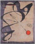 Purple And Beige Artistic Mid Century Modern Rug 60745 by Nazmiyal Antique Rugs